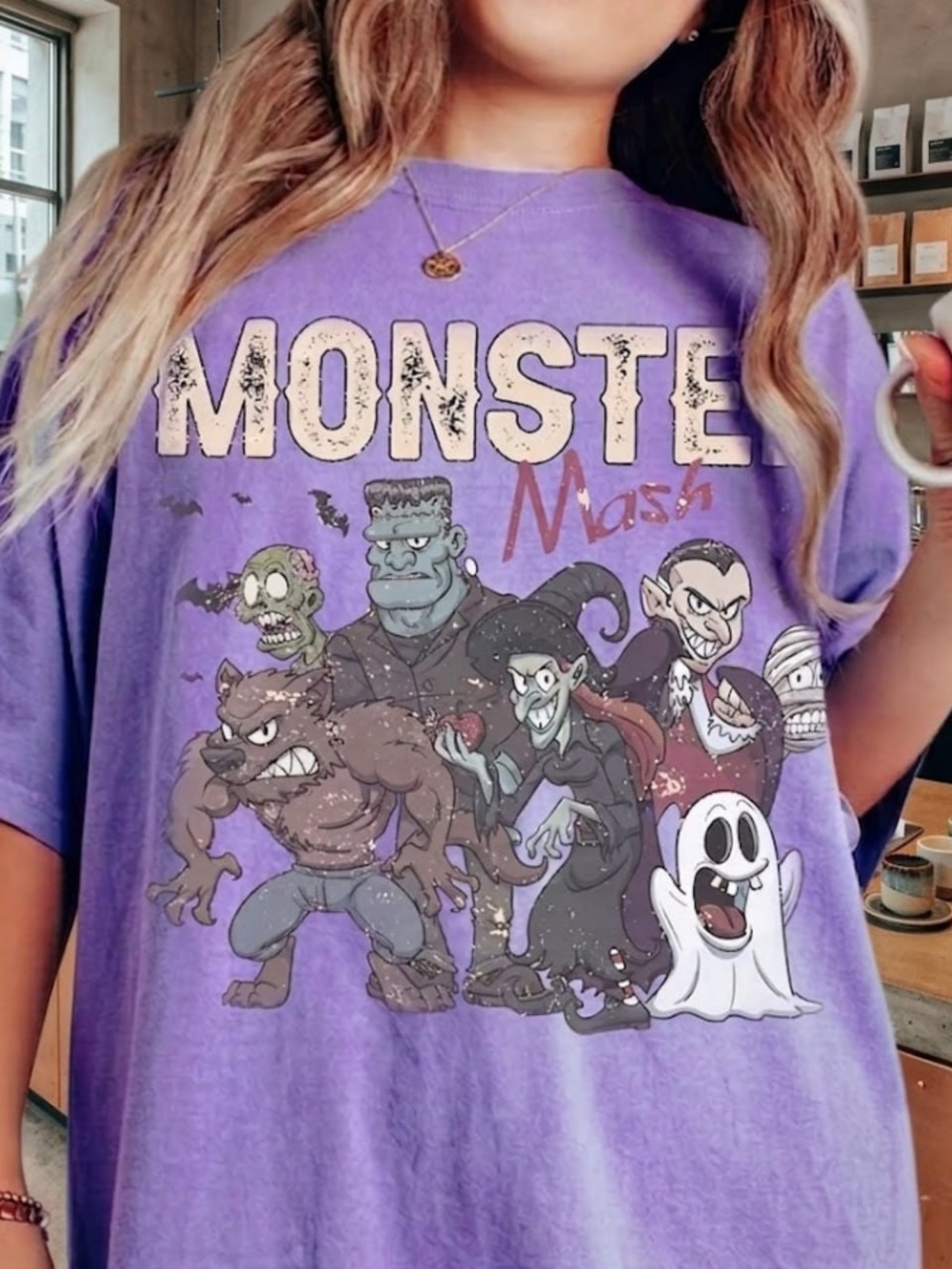 Gildan Purple Monster Halloween Spooky Graphic Tee